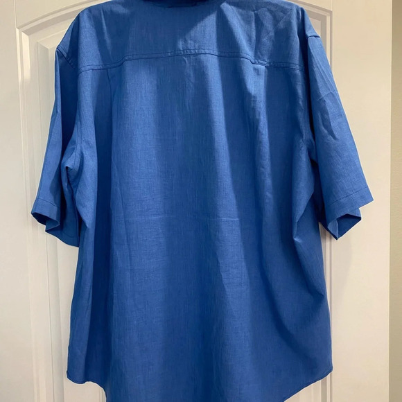 Orvis Mens Sz 2XL Tech Chambray Performance Work Button Shirt Active Fit Blue SS - Picture 2 of 9